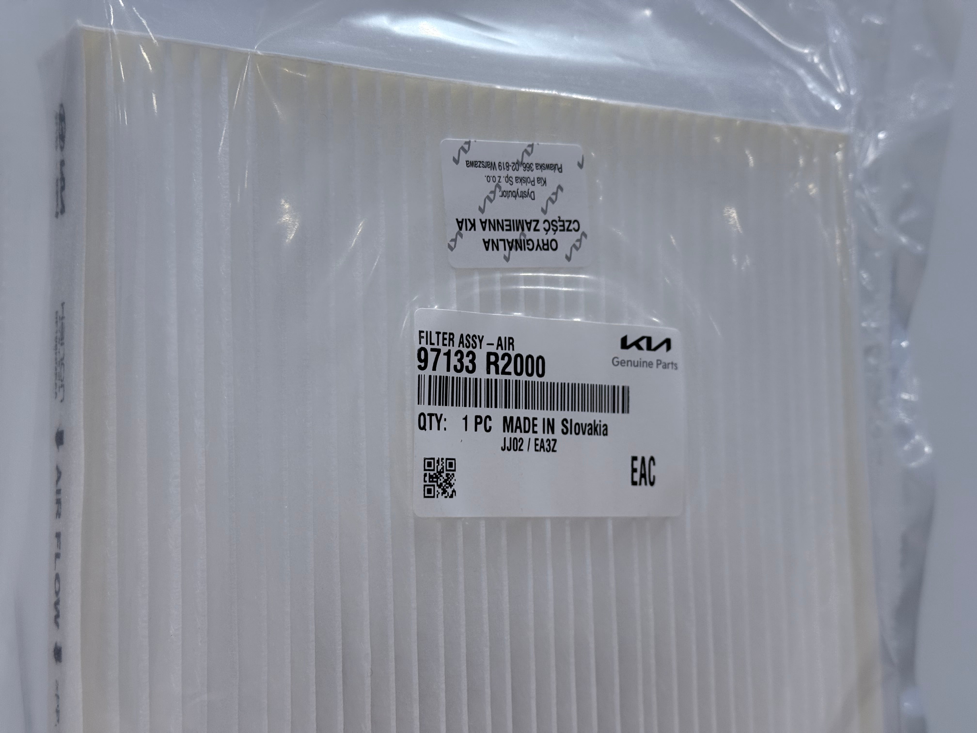 Oryginalny filtr kabinowy Kia Sportage V NQ5 97133R2000