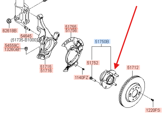 Zestaw łożyska koła przód Kia Ceed ProCeed XCeed 51750F2000 Oryginał OE