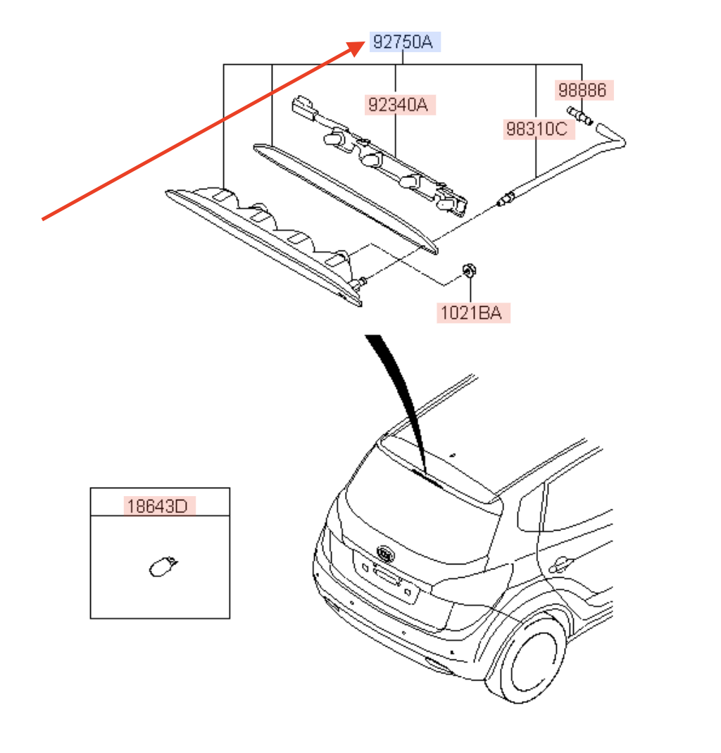 Światło trzeci stop Kia Venga 2011-2019 927001P000 Oryginał OE