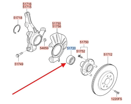 Łożysko koła przód Kia OE Rio Stonic YB (2020- ) 51720H8500