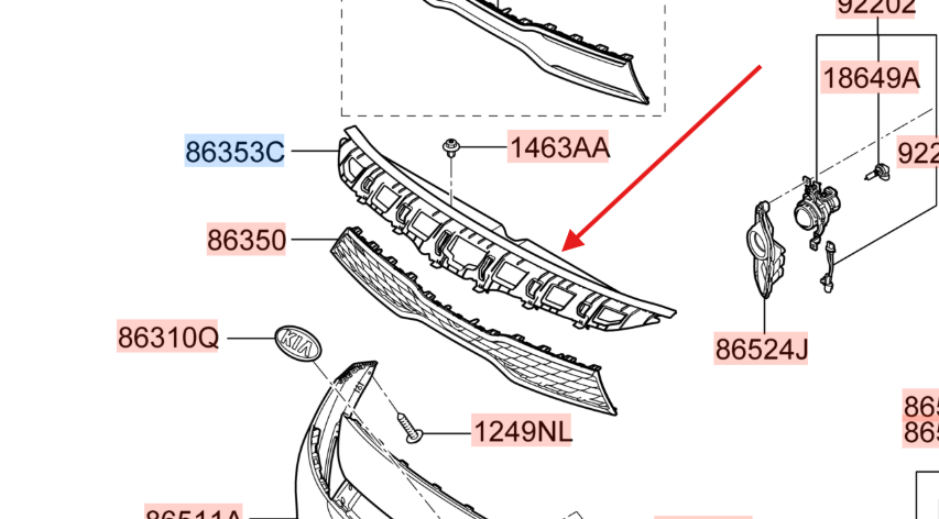 Oryginalna osłona maskownica zderzaka Kia Rio YB 86353H8000