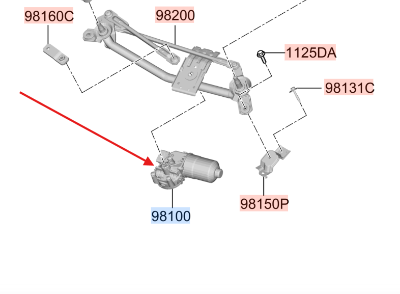Oryginalny silnik wycieraczek przednich Kia Ceed Sportage Picanto 98110F2000