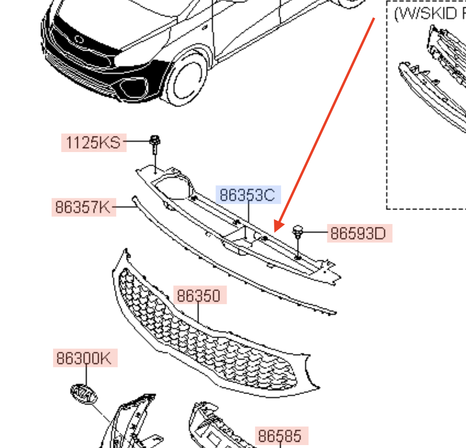 Osłona górna pasa przedniego Kia Carens 2012-2018 86366A4000 OE