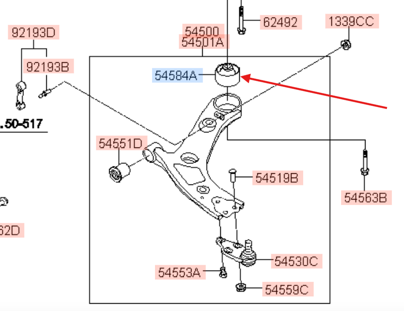 Oryginalna tuleja wahacza przedniego dolnego Kia Sorento III UM 54584C5000