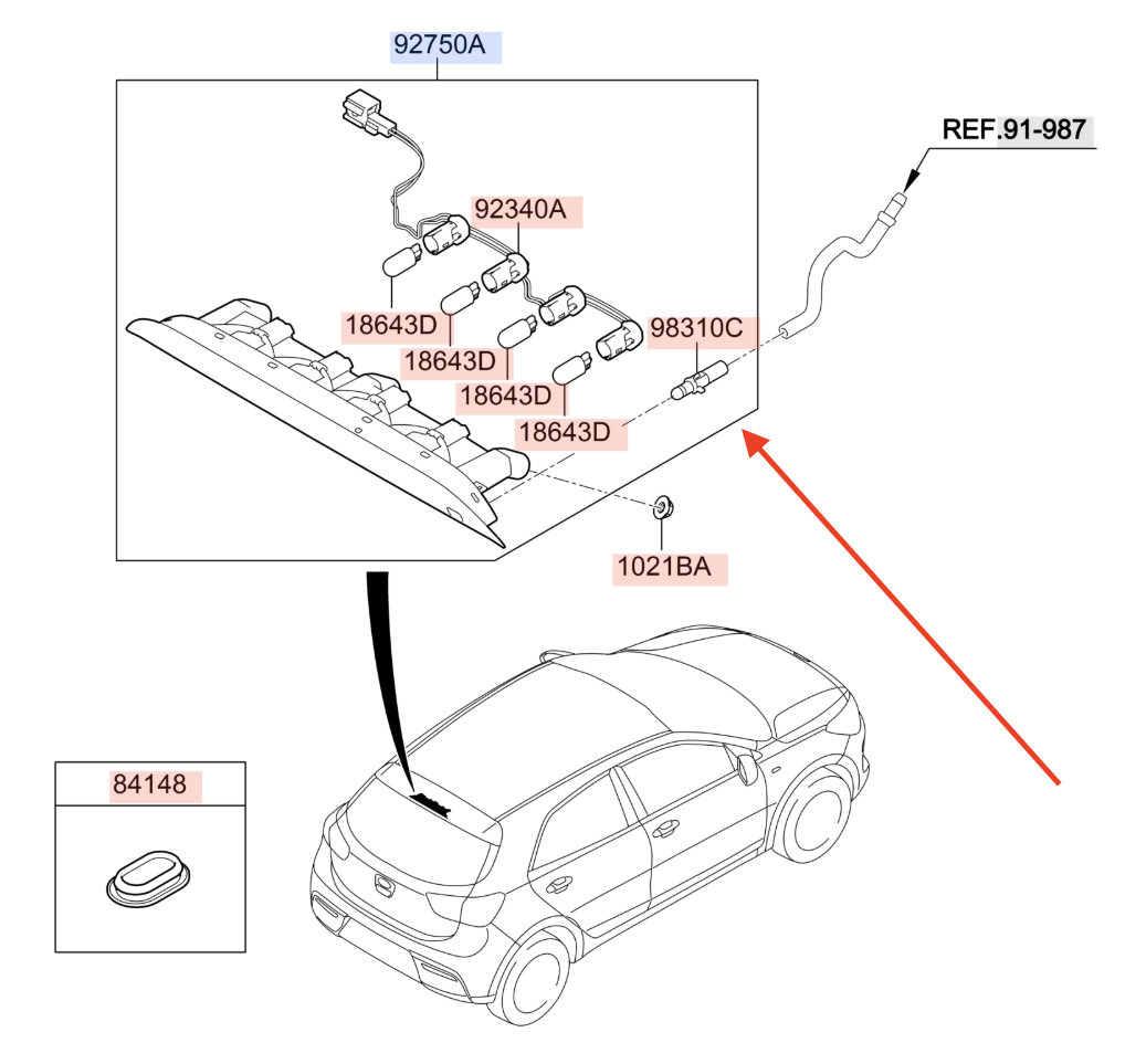 Oryginalne światło stopu trzecie Kia Rio IV 2017- 92700H8010