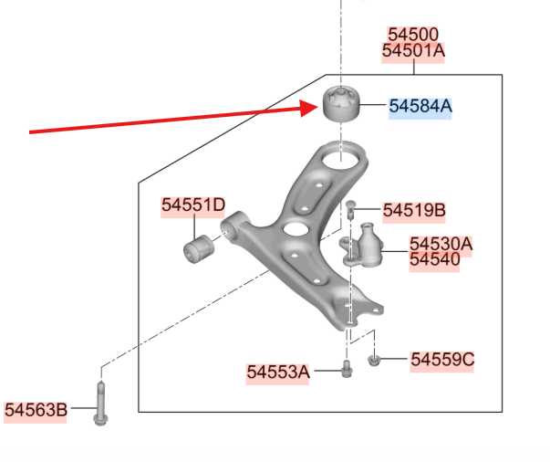 Tuleja wahacza przedniego dolnego Kia Ceed ProCeed XCeed 54584F2AA0 OE