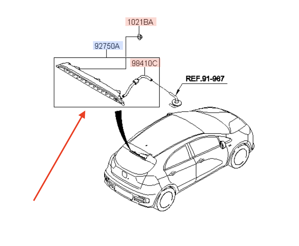 Światło trzeciego stopu Kia Rio III 2011-2016 927001W210 Oryginał OE